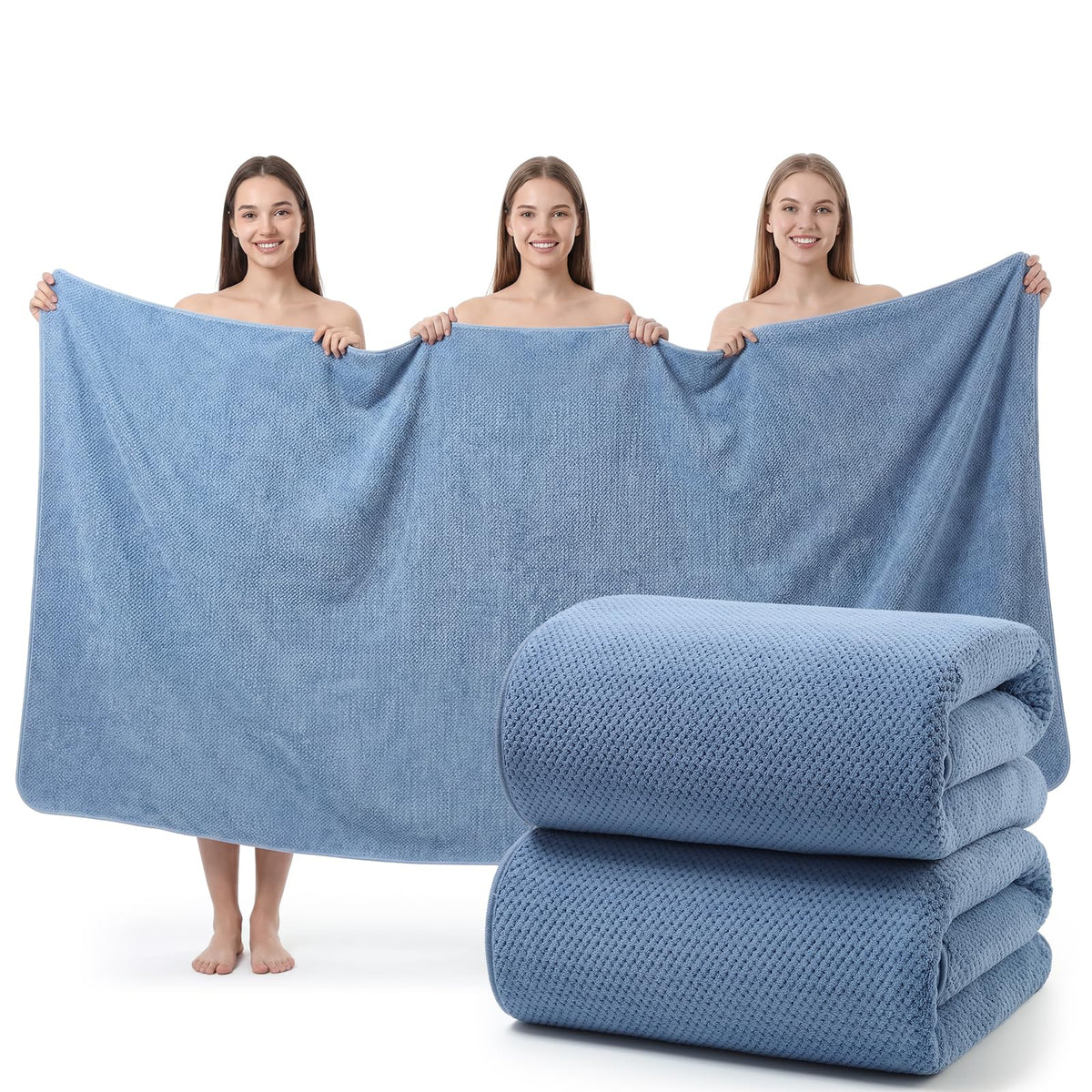 REDKISS Pack of 2 Jumbo Bath Sheets, 40 x 80 Inches Microfiber Bath Towels for Bathroom, Extra Large & Lightweight, Quick-Dry, Super Soft & Highly Absorbent, Perfect to Wrap Yourself in, Gray