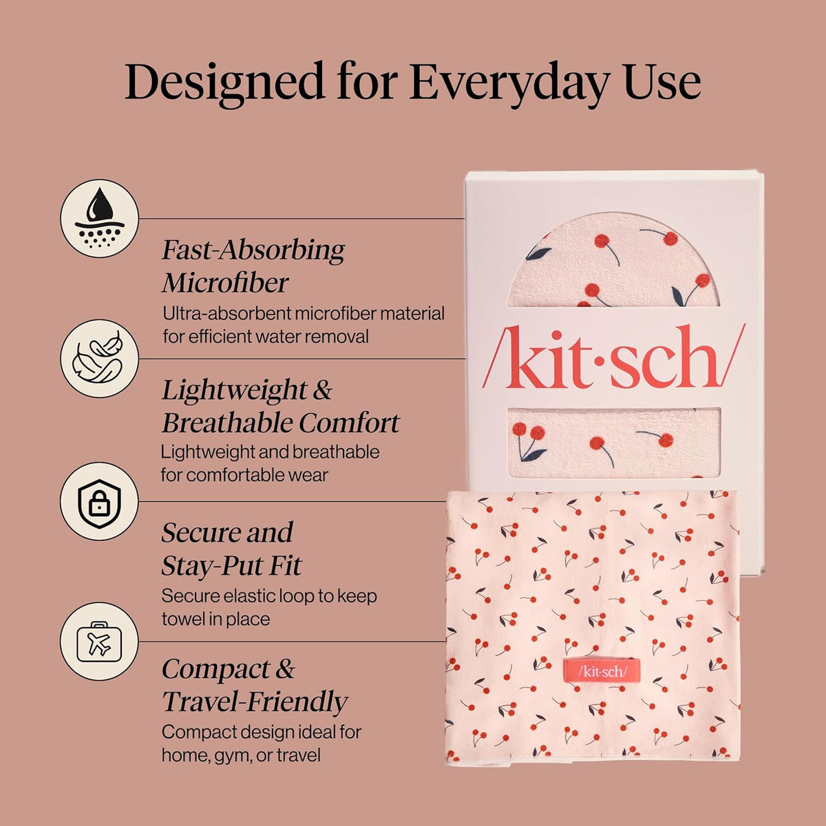 Kitsch XL Microfiber Hair Towel Wrap for Women