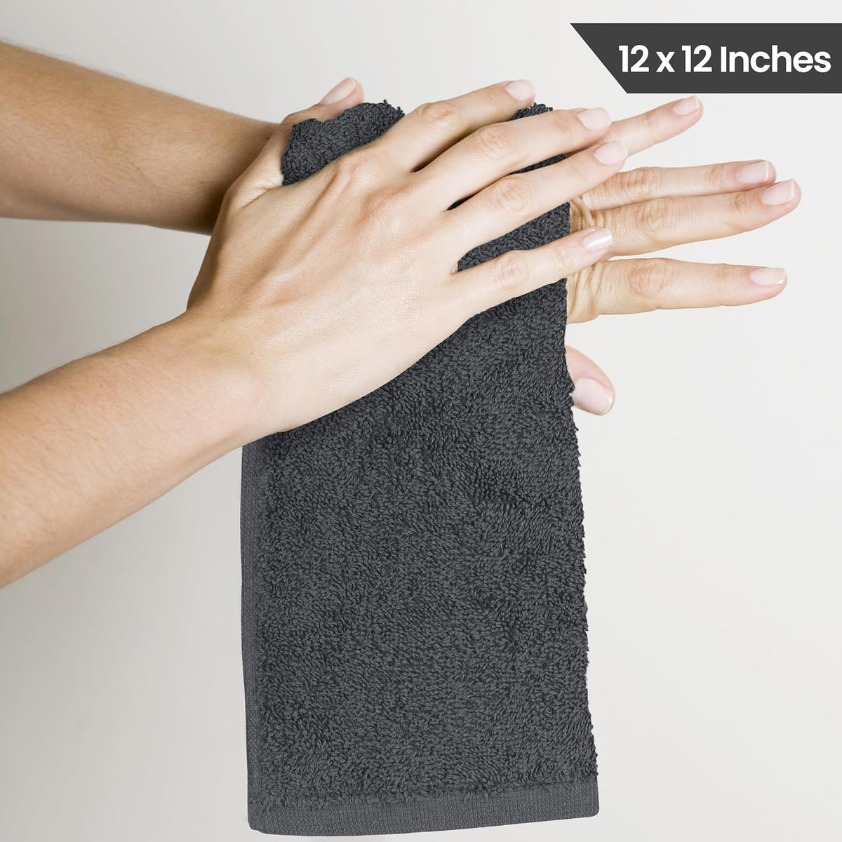 Utopia Towels 24 Pack Washcloths, 12x12 in, 100% Cotton, Grey