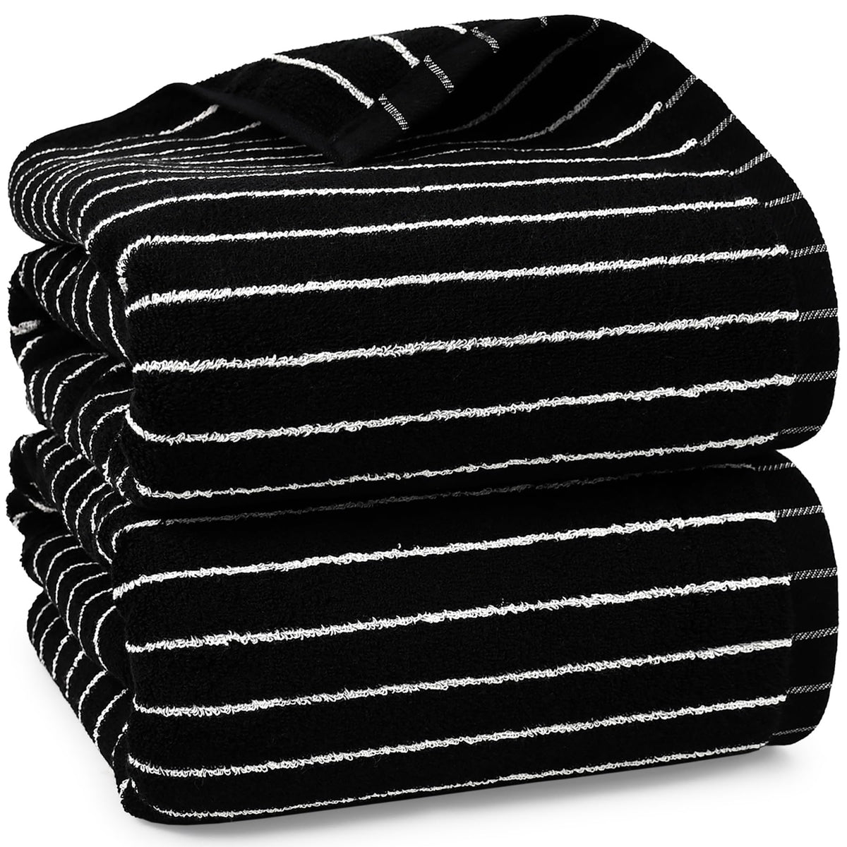 Navy Blue Bath Towels Set of 2, Striped Towels for Bathroom, Pool & Shower