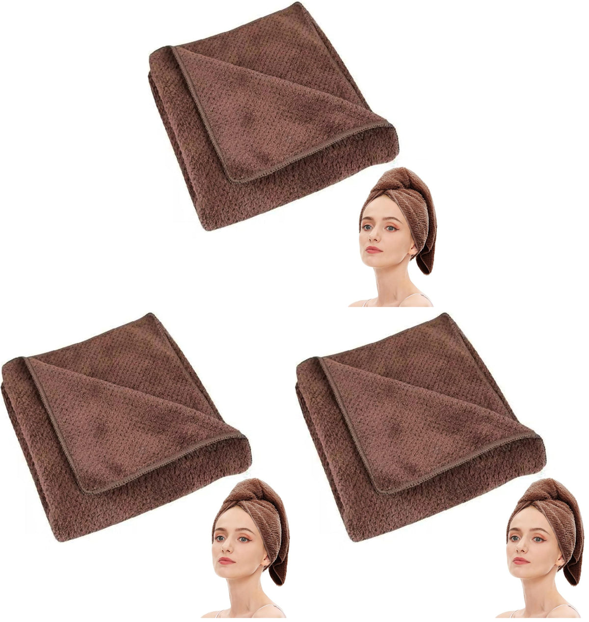Microfiber Hair Towel Quick Dry Hair Towel Hair Drying Towels Suitable for All Kinds of Hair Ultra Absorbent Long and Thick Hair 24X48inch Dark Brown (1pcs)