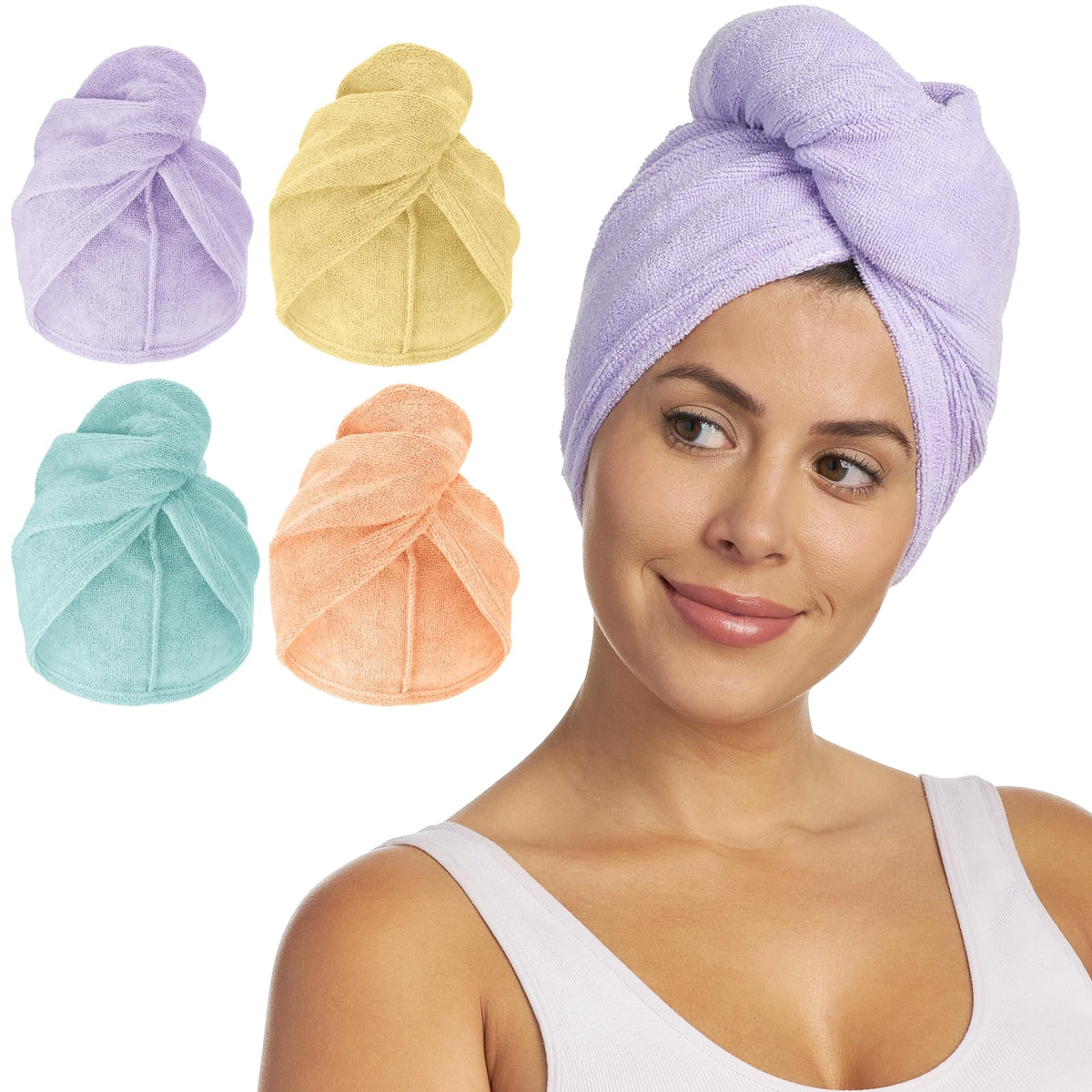 Turbie Twist Microfiber Hair Towel, Grey & Light Pink (2 Pack)