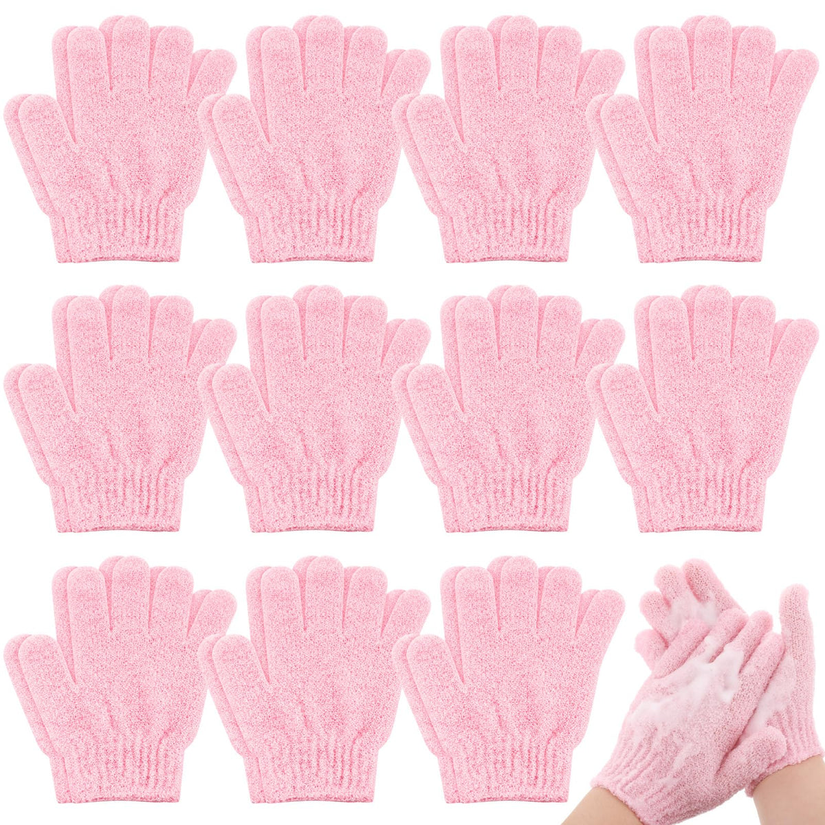 Ramede 30 Pair Exfoliating Gloves Double Sided Nylon Scrubbers, Black