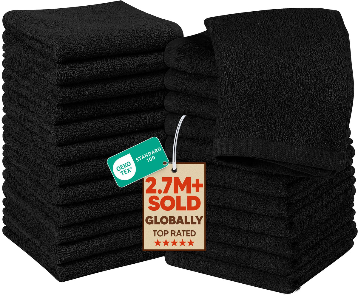 Utopia Towels 24 Pack Washcloths, 12x12 in, 100% Cotton, Grey