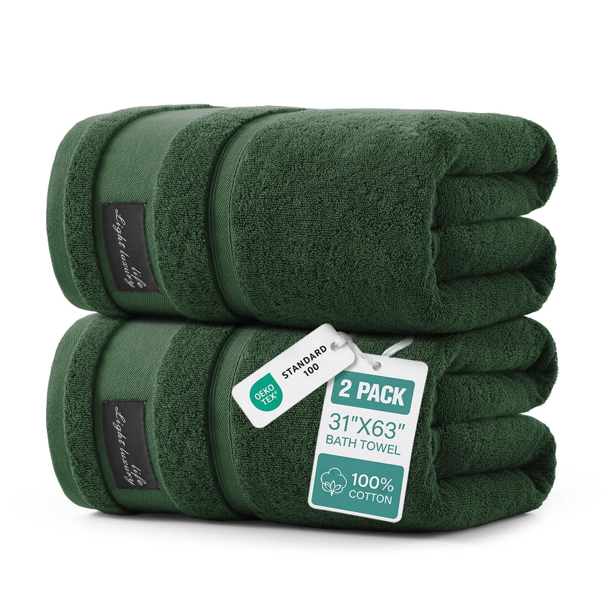 REDKISS 2 Pack Bath Towels Large 32x63 Inches, Heavyweight 760G - Dark Gray