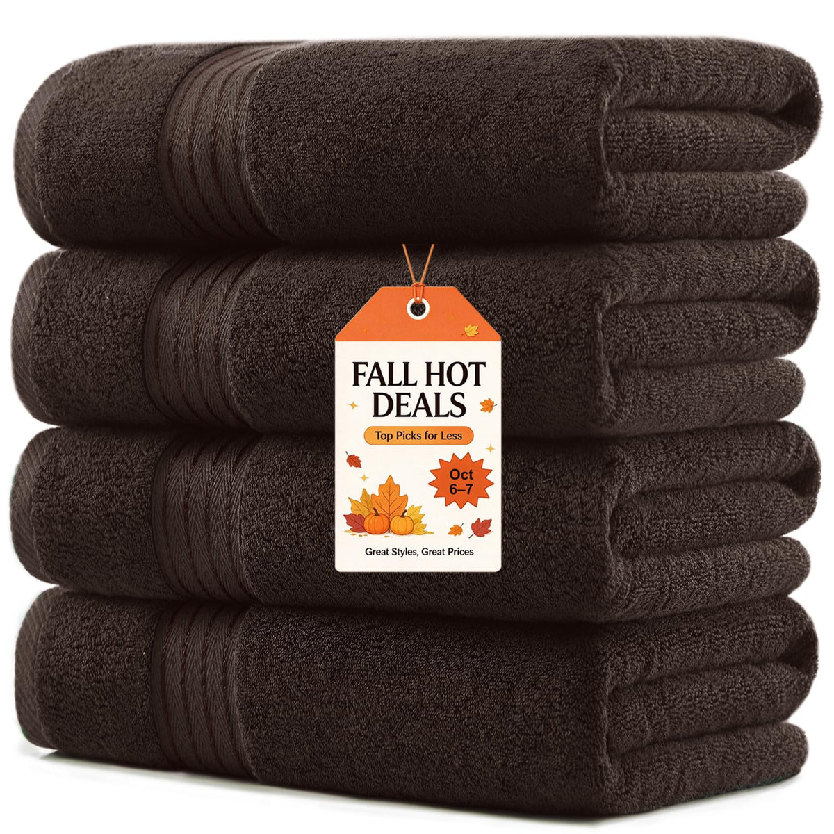 COZYART Luxury Bath Towels 4 PCS, 27x54 650 GSM Turkish Cotton Burnt Orange