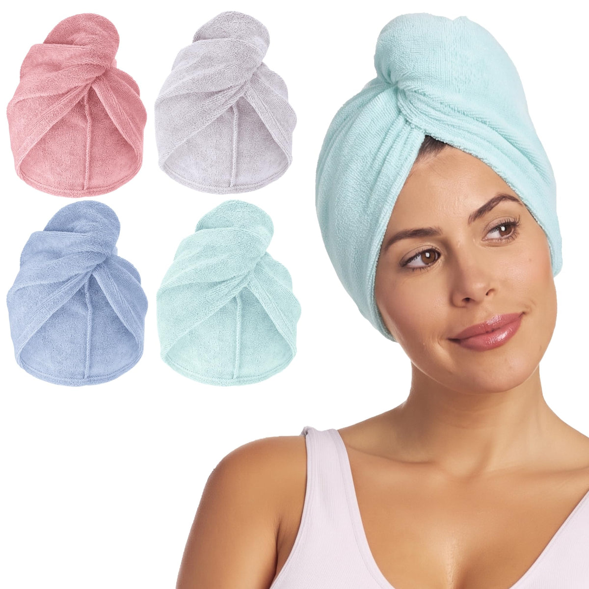 Turbie Twist Microfiber Hair Towel, Grey & Light Pink (2 Pack)