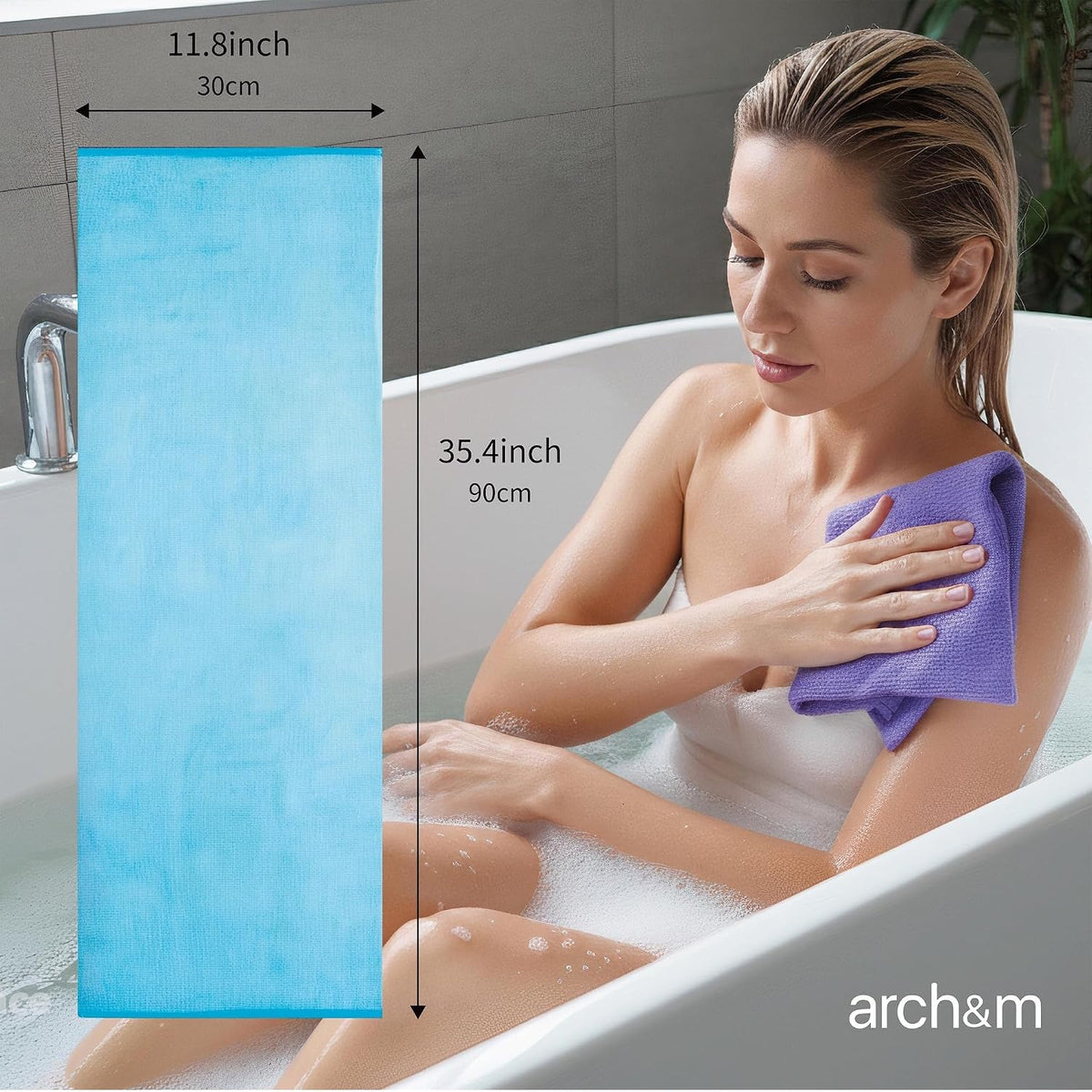 ARCH&M Exfoliating Washcloth & Japanese Shower Towel, 3 Pack, Body Scrubber