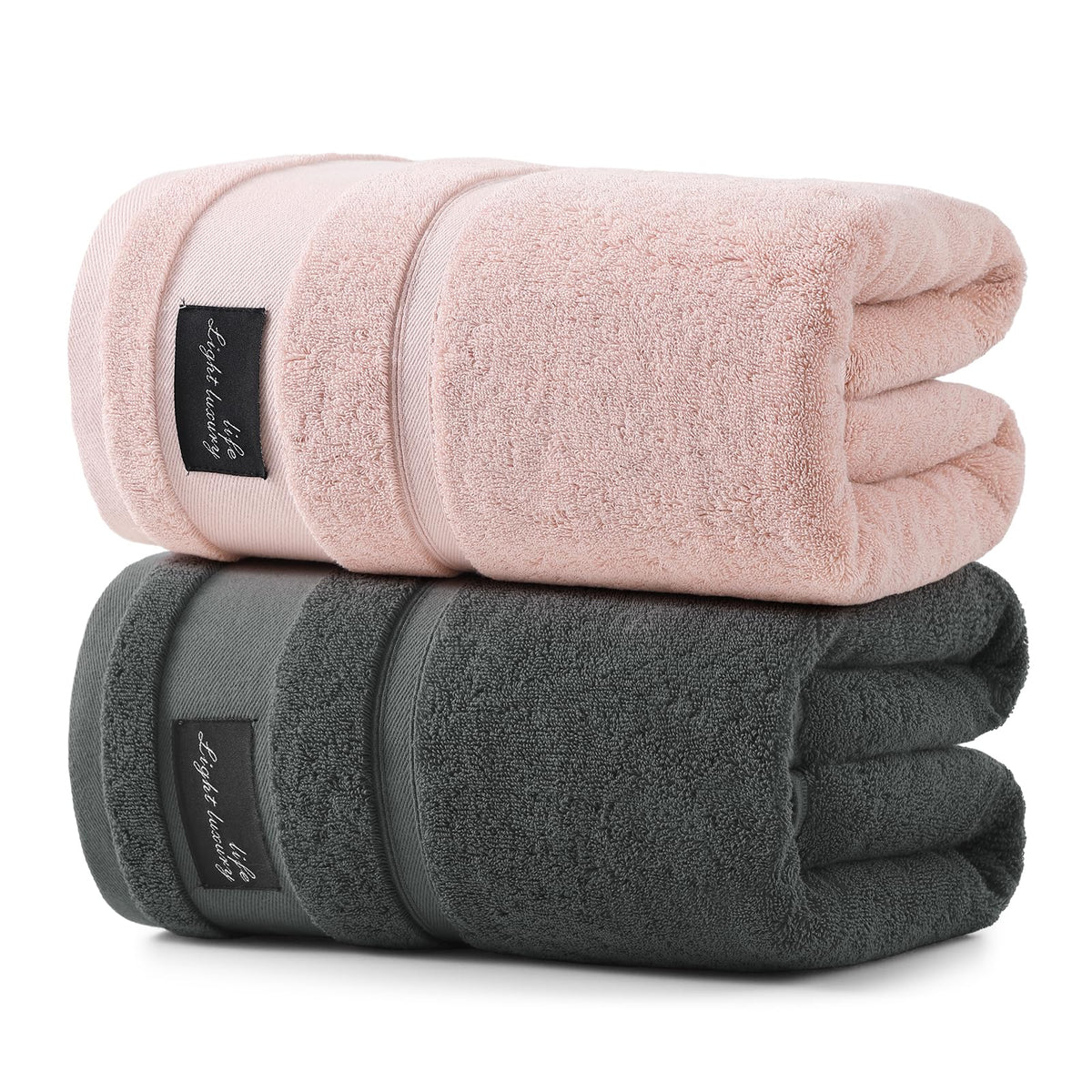 REDKISS 2 Pack Bath Towels Large 32x63 Inches, Heavyweight 760G - Dark Gray