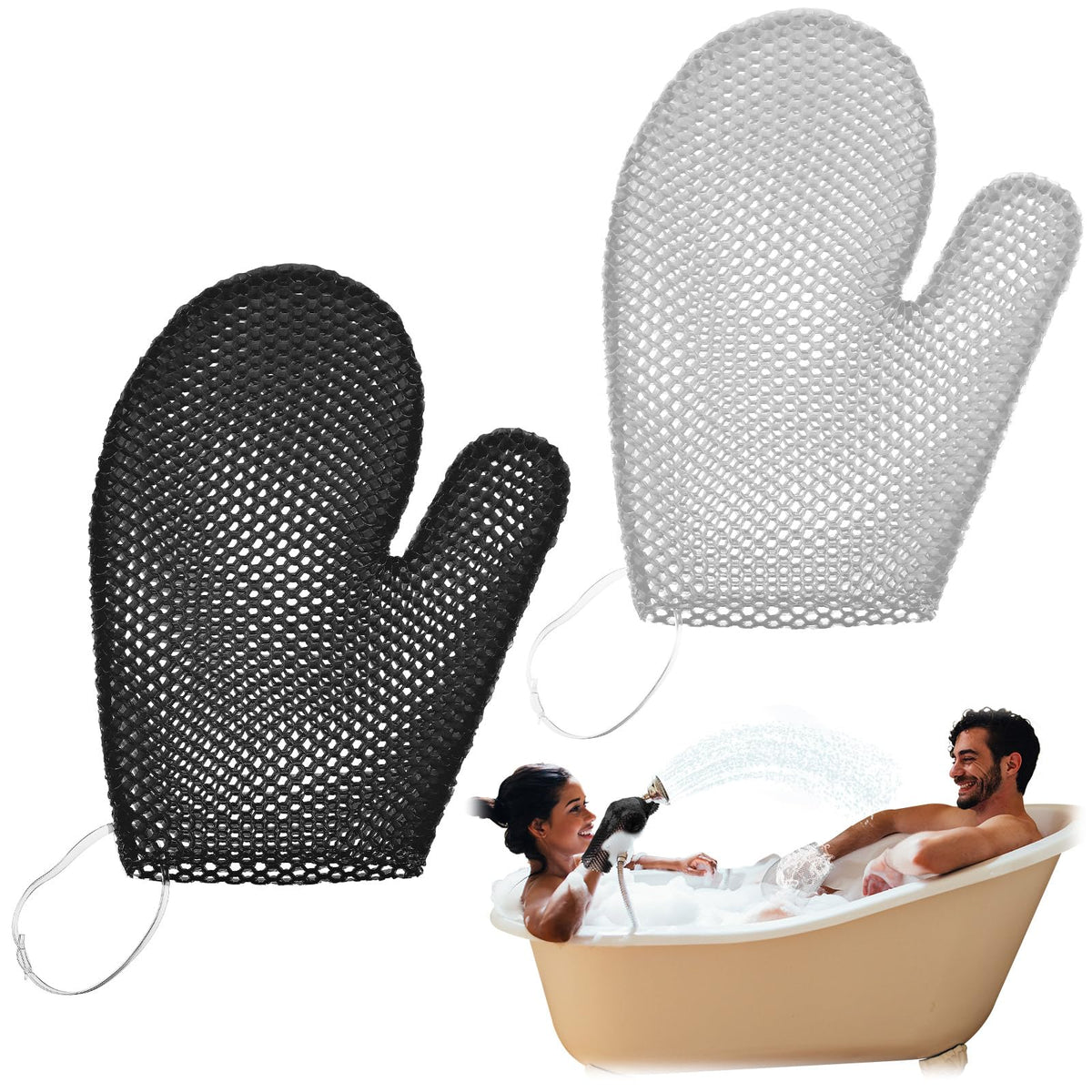Karenhi 2 Pcs Honeycomb Bath Mitt Exfoliating Glove,Blue,Purple