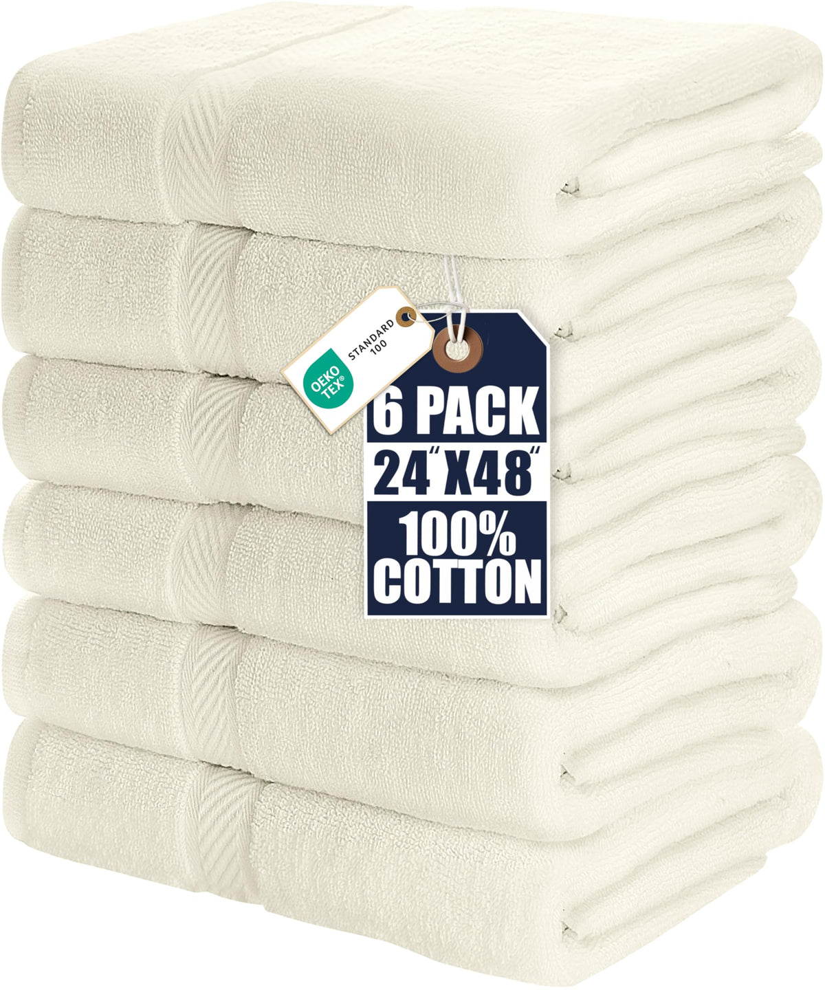 Utopia Towels 6 Pack Medium Bath Towels, 24x48 in, 100% Cotton, Grey