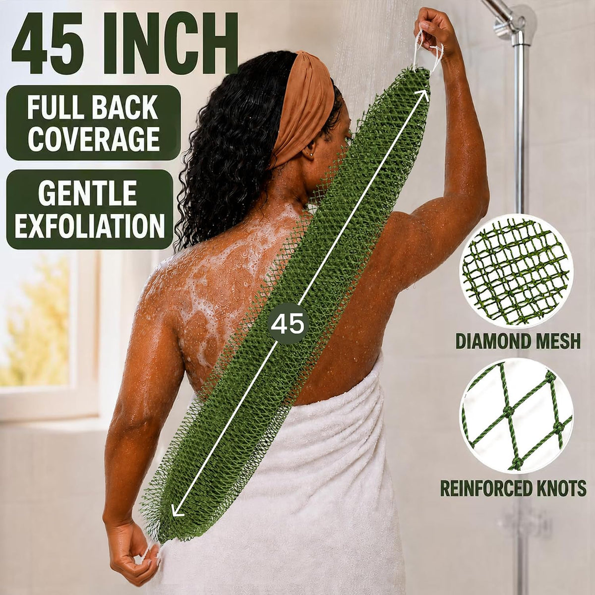SubSahara African Net Sponge, 2 Pack 45-Inch Exfoliating Body Scrubber