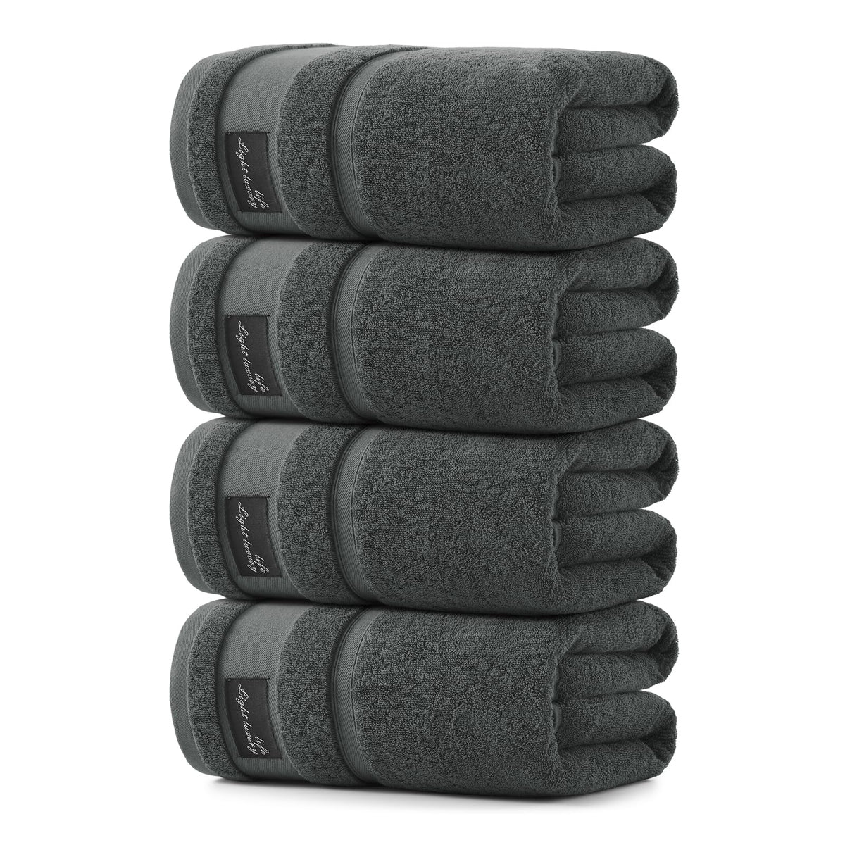 REDKISS 2 Pack Bath Towels Large 32x63 Inches, Heavyweight 760G - Dark Gray