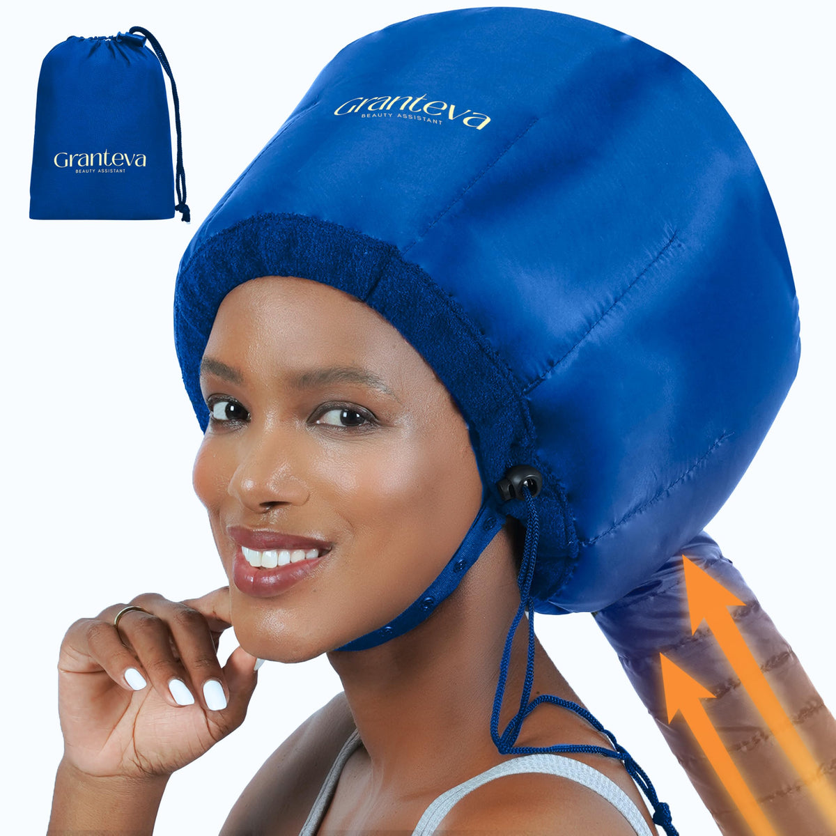 Hooded Hair Dryer Attachment w/A Headband Integrated That Reduces Heat Around Ears & Neck - Hair Dryer Hooded Diffuser Cap for Curly, Speeds Up Drying Time, Deep Conditioning At Home - Portable, Large