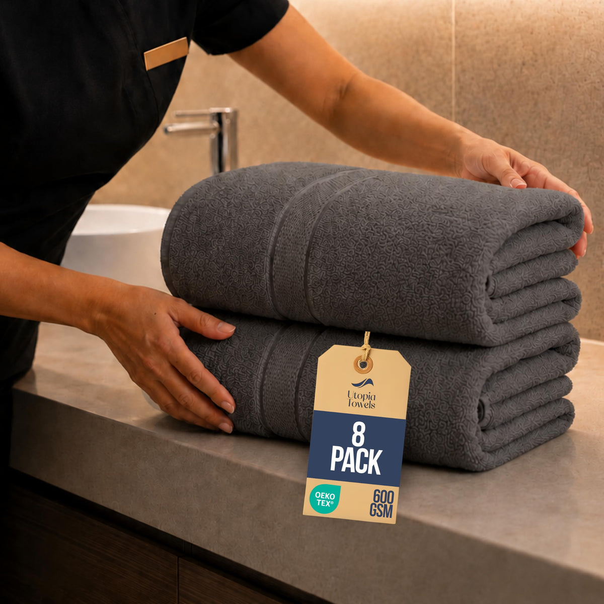 Utopia Towels Jumbo Bath Sheets, 2 Pack, 35x70 in, 600 GSM Cotton, Navy