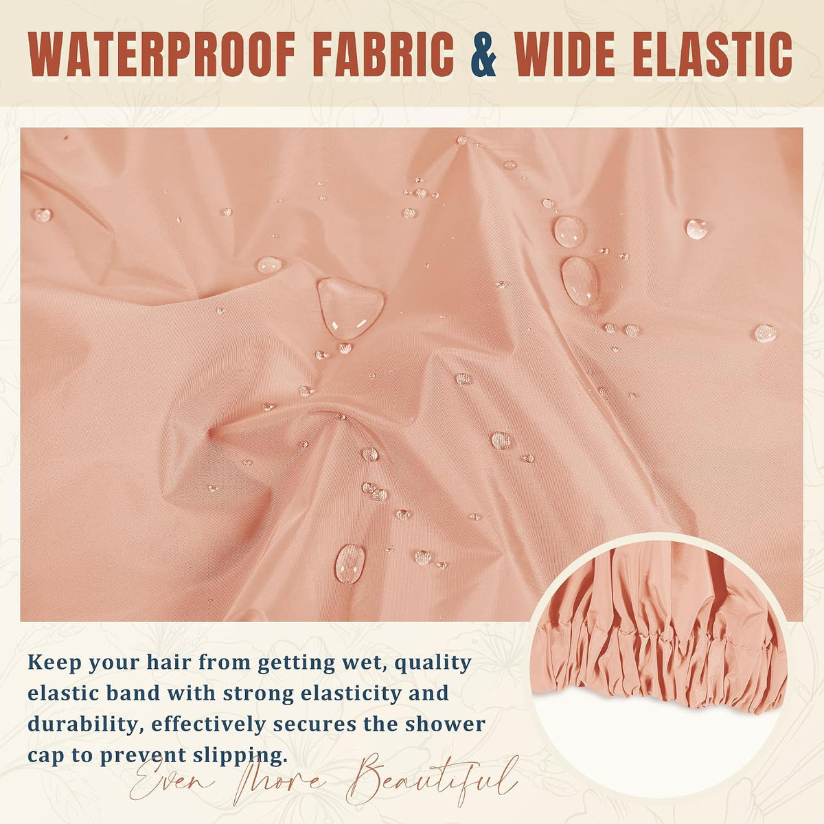 Shower Cap for Women, Reusable Waterproof Long Hair Bonnet