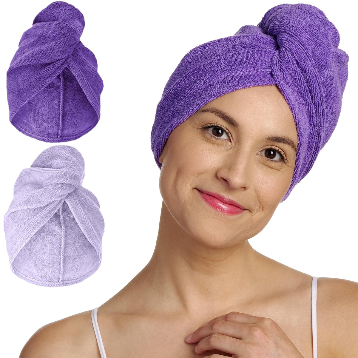 Turbie Twist Microfiber Hair Towel, Grey & Light Pink (2 Pack)