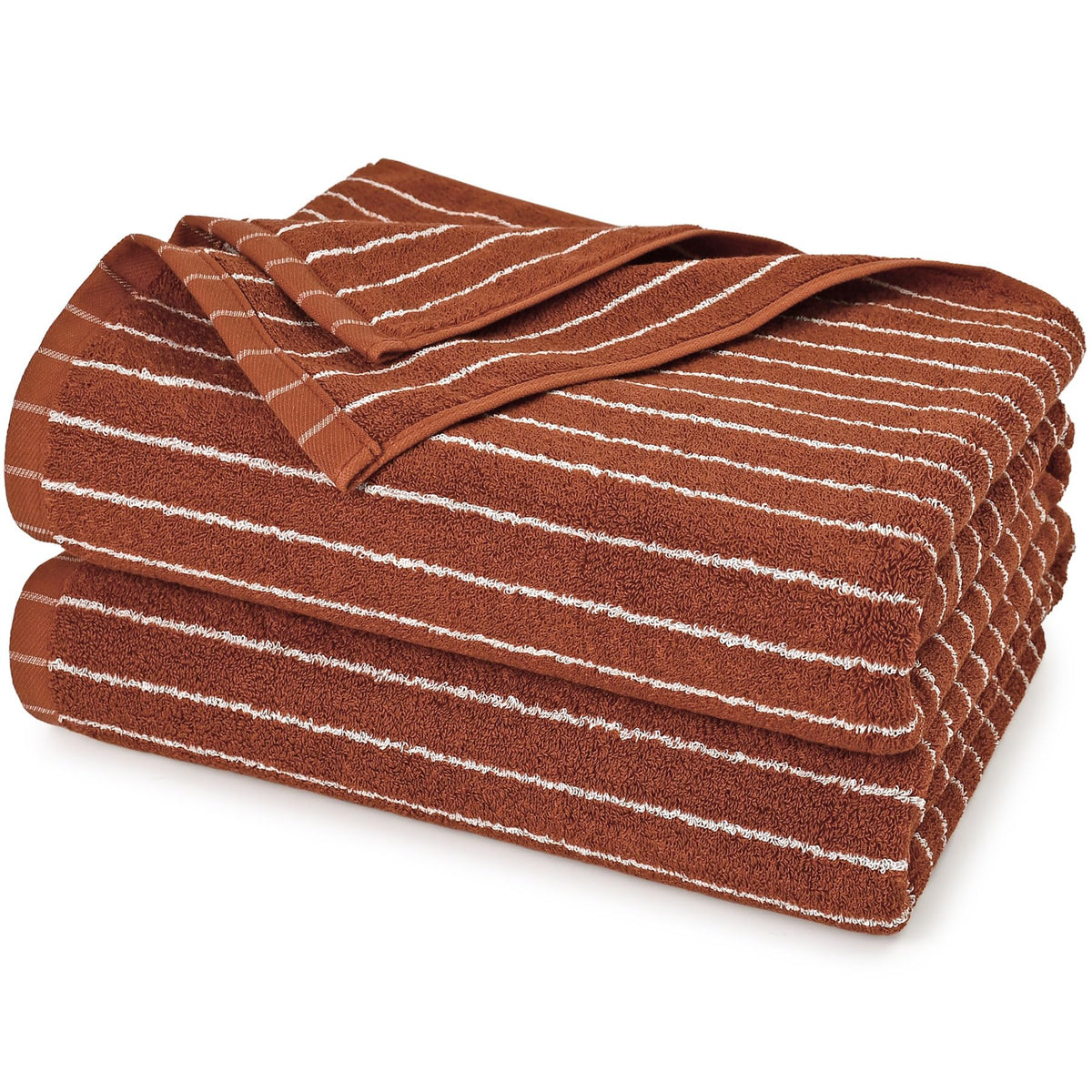 Navy Blue Bath Towels Set of 2, Striped Towels for Bathroom, Pool & Shower