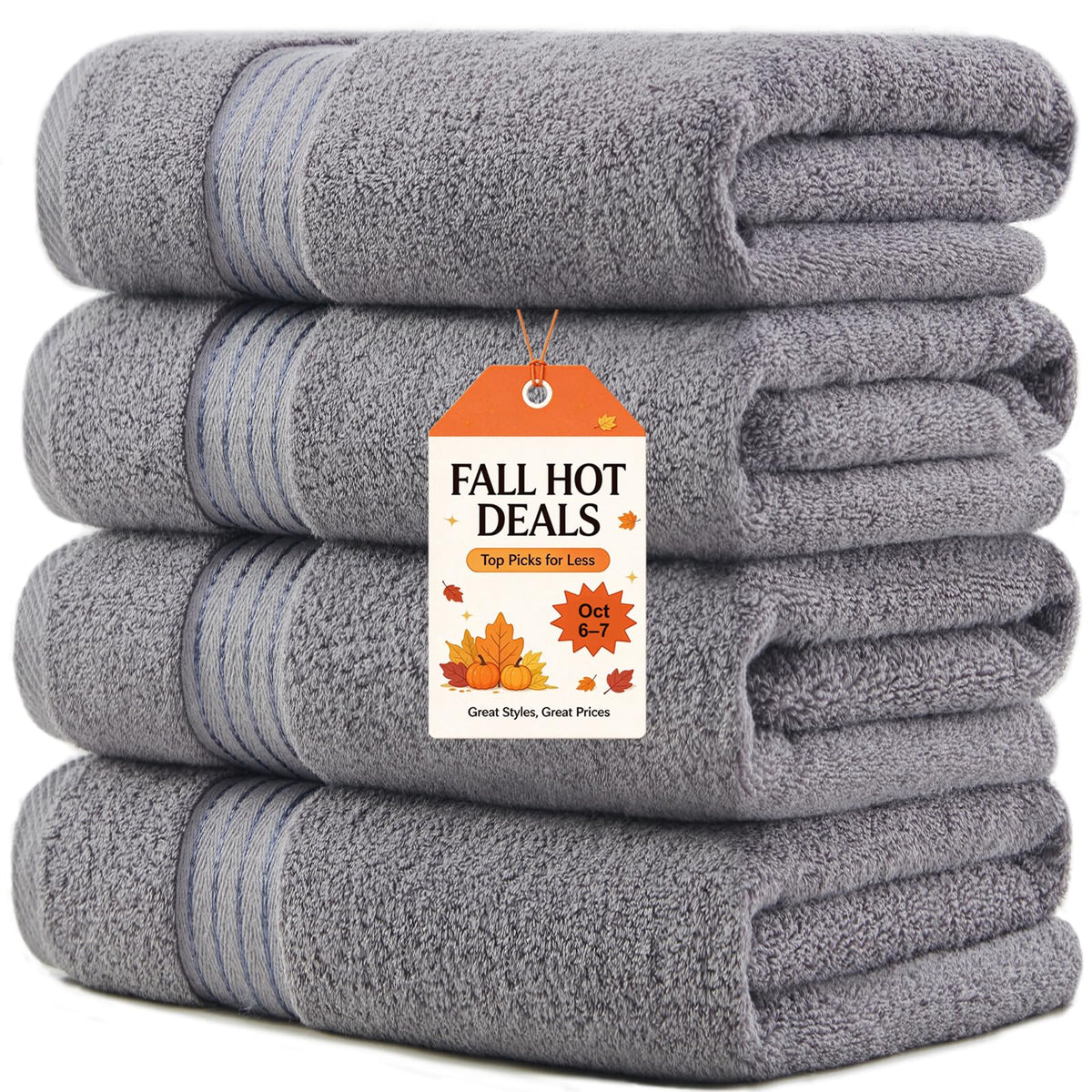COZYART Luxury Bath Towels 4 PCS, 27x54 650 GSM Turkish Cotton Burnt Orange