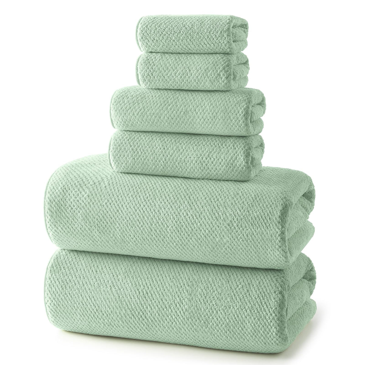REDKISS 6-Piece Bath Towel Set - 2 Washcloths, 2 Hand Towels, 2 Bath Towels | Ultra-Fiber Coral Fleece, Super Absorbent, No Lint & No Fading | Perfect for Bathroom, Spa, Gym | Family & Adults-Camel