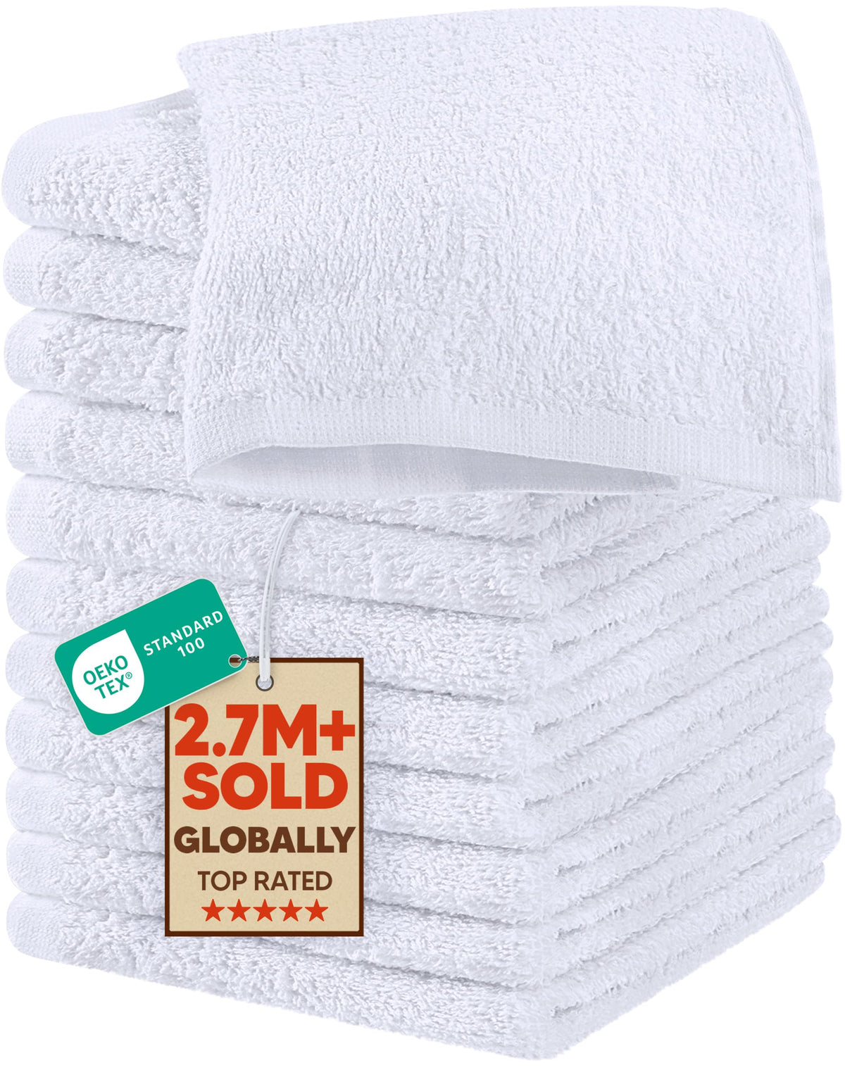 Utopia Towels 24 Pack Washcloths, 12x12 in, 100% Cotton, Grey