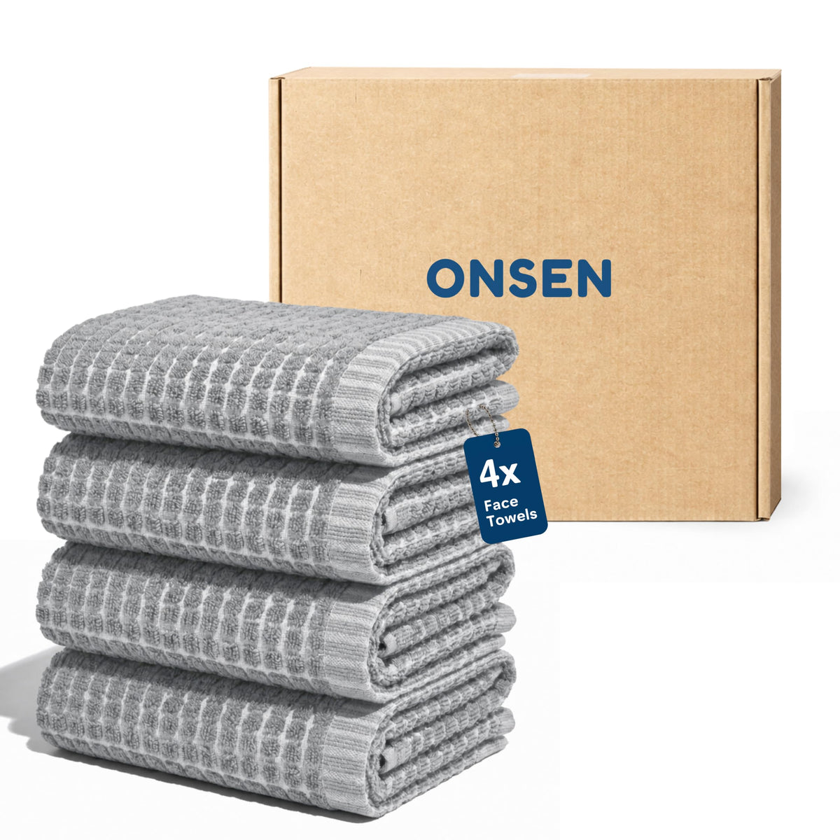 ONSEN Sculpted Terry Bath Towels - Grey Fog, 2X Bath Towel