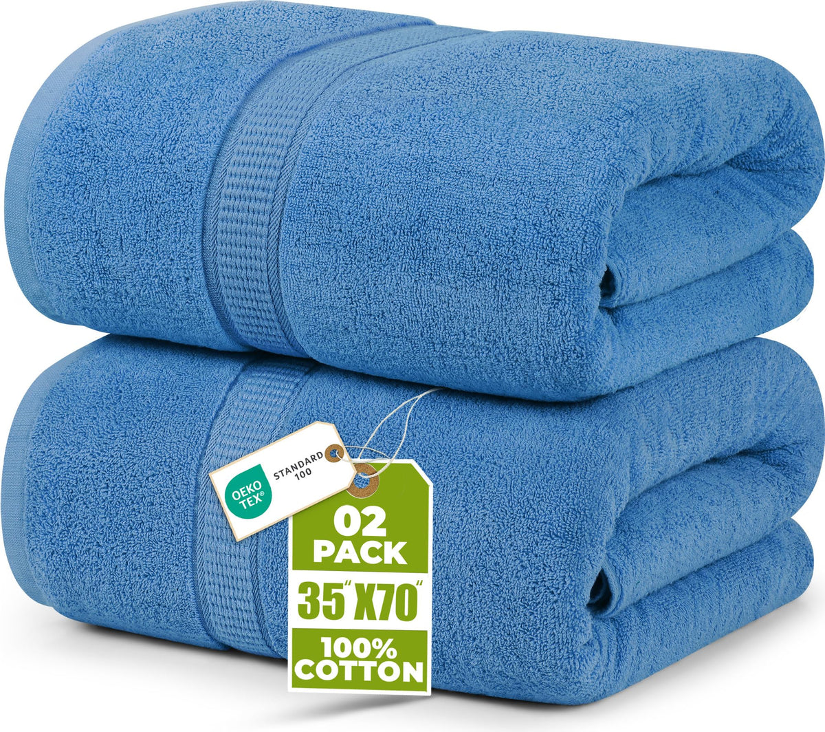 Utopia Towels Jumbo Bath Sheets, 2 Pack, 35x70 in, 600 GSM Cotton, Navy