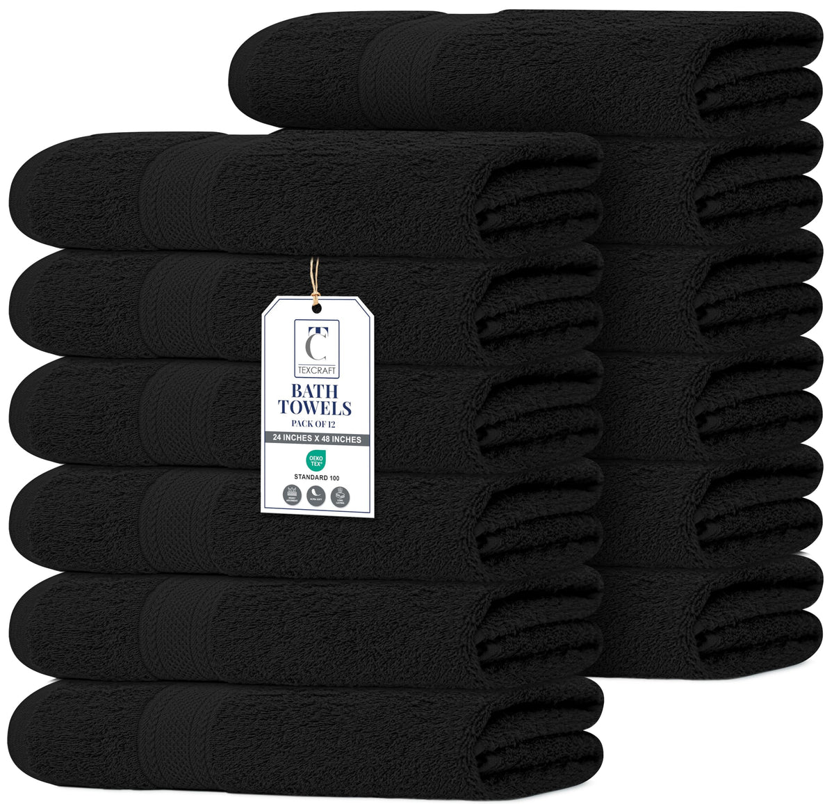TEXCRAFT Large Bath Towels Set of 6 – 100% Cotton Terry – 24" x 50" – Quick Dry, Soft & Highly Absorbent – Beige Towels for Bathroom, Gym, Spa, Pool & Daily Use