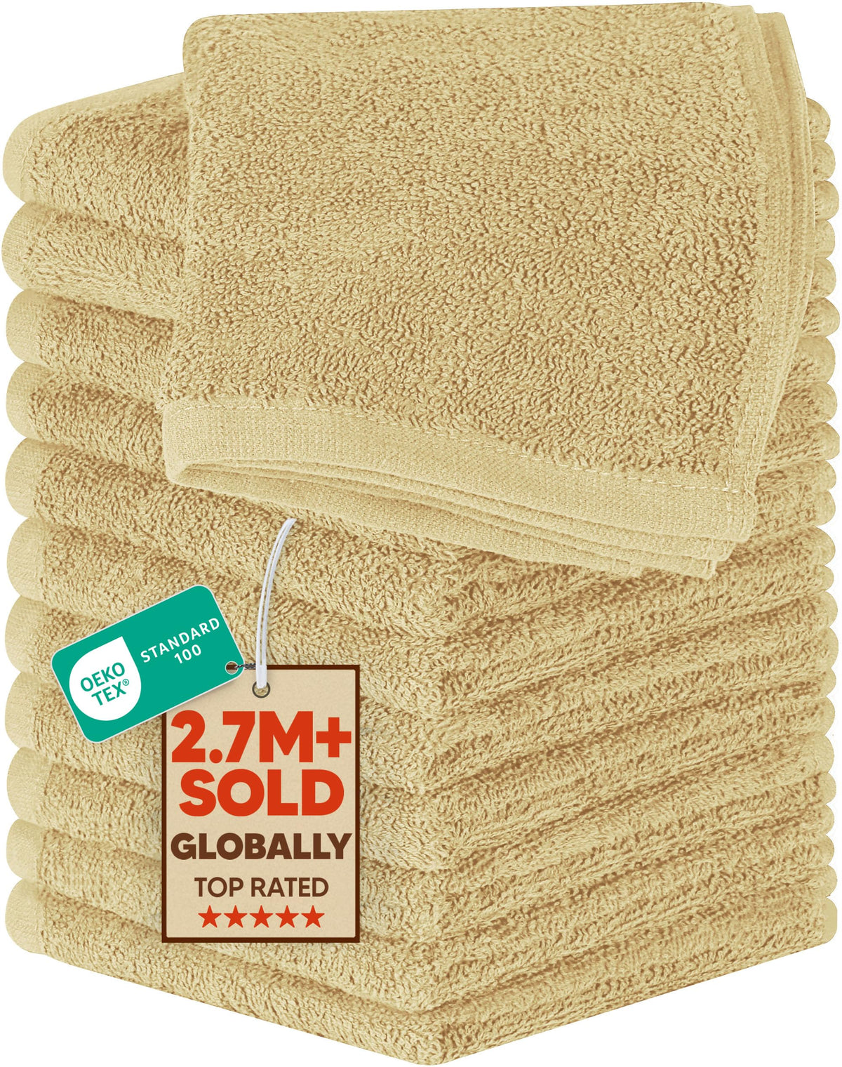 Utopia Towels 24 Pack Washcloths, 12x12 in, 100% Cotton, Grey