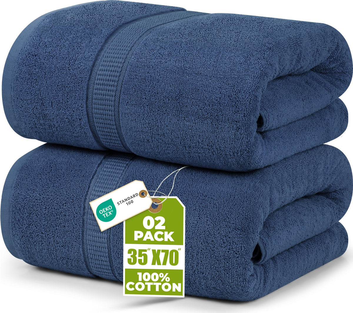 Utopia Towels Jumbo Bath Sheets, 2 Pack, 35x70 in, 600 GSM Cotton, White