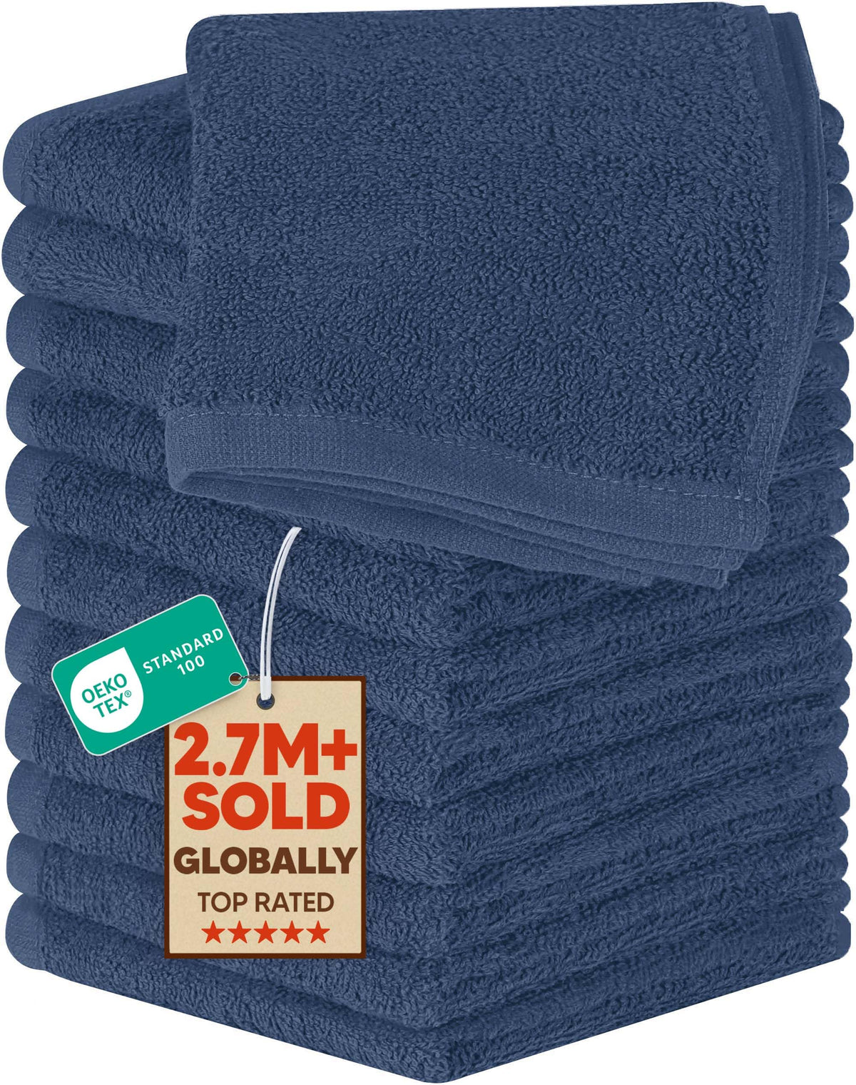 Utopia Towels 24 Pack Washcloths, 12x12 in, 100% Cotton, Grey