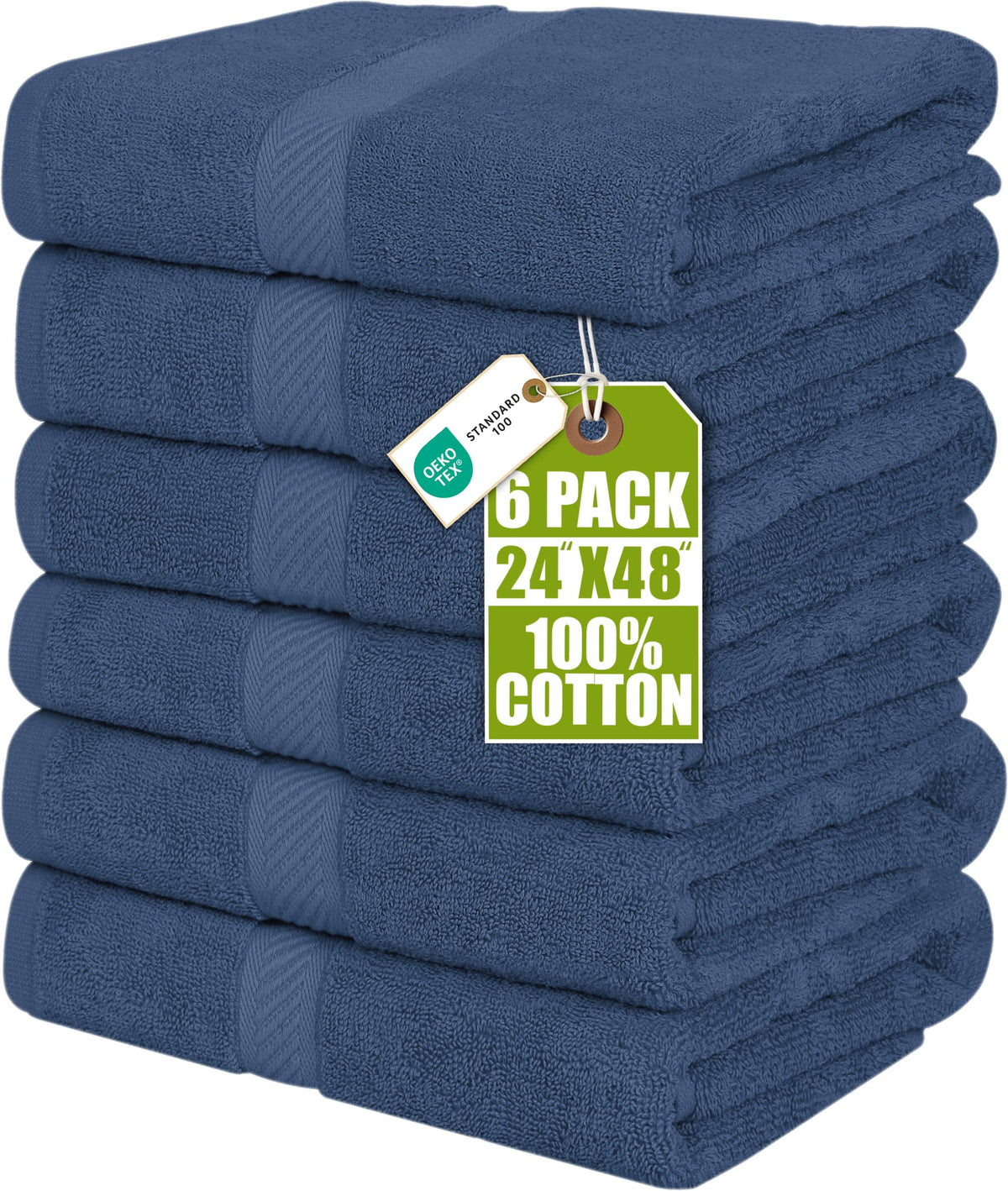 Utopia Towels 6 Pack Medium Bath Towels, 24x48 in, 100% Cotton, Grey