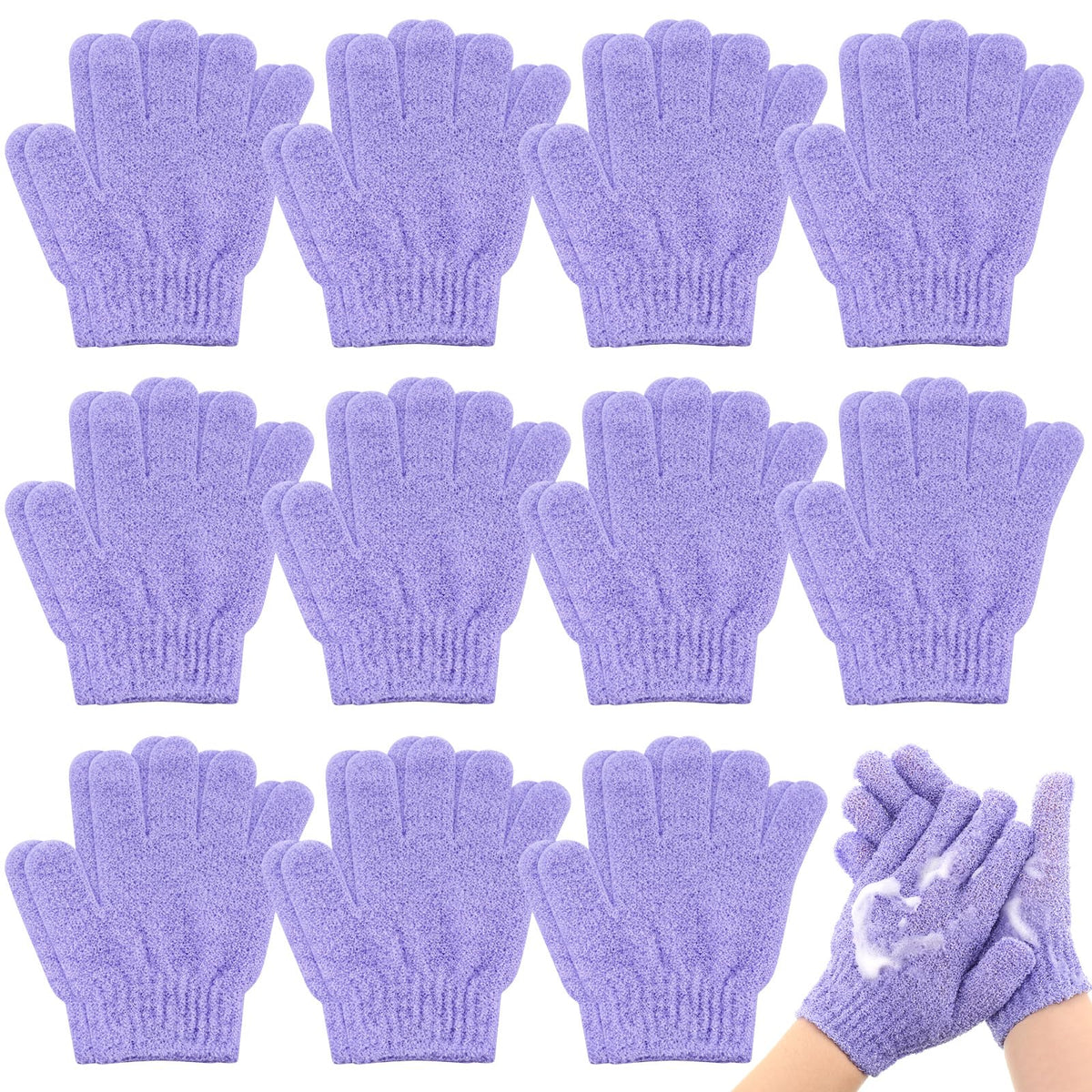 Ramede 30 Pair Exfoliating Gloves Double Sided Nylon Scrubbers, Black