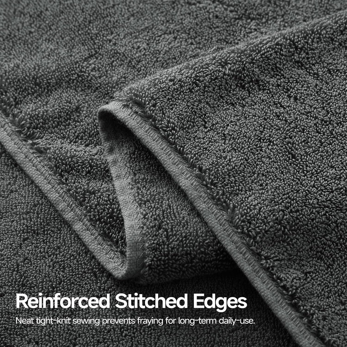 REDKISS 2 Pack Bath Towels Large 32x63 Inches, Heavyweight 760G - Dark Gray