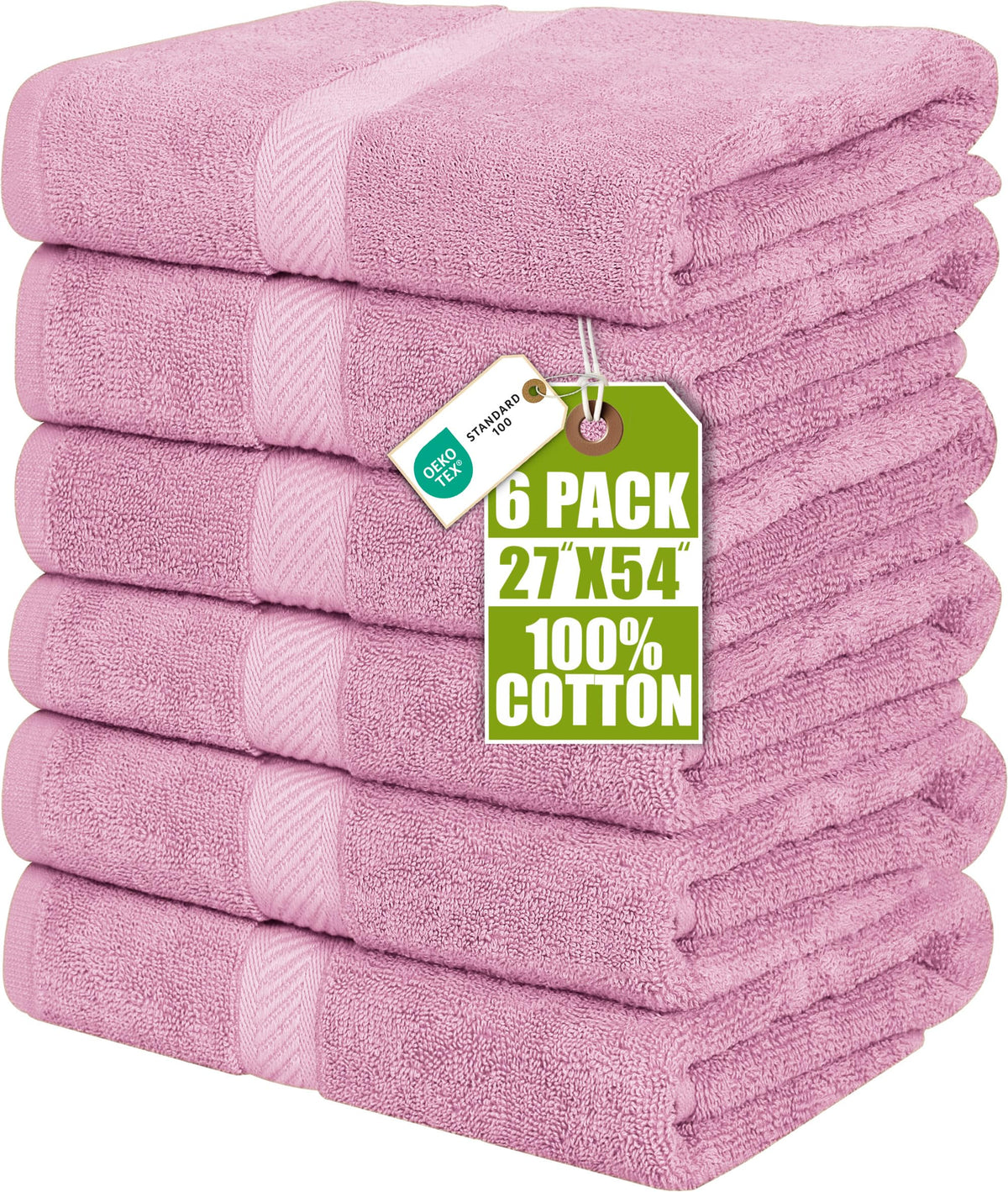 Utopia Towels 6 Pack Medium Bath Towels, 24x48 in, 100% Cotton, White