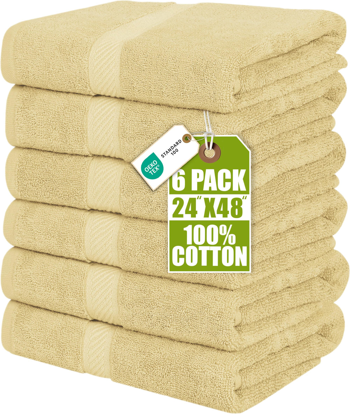 Utopia Towels 6 Pack Medium Bath Towels, 24x48 in, 100% Cotton, Grey