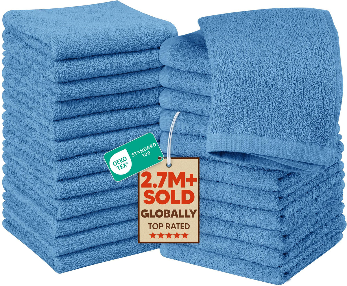 Utopia Towels 24 Pack Washcloths, 12x12 in, 100% Cotton, Grey