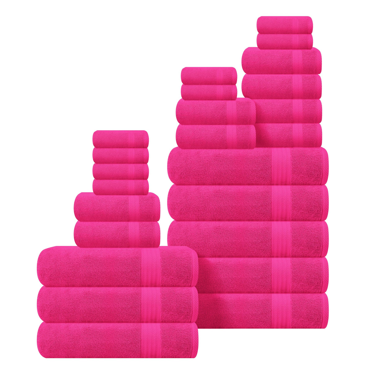 GLAMBURG Ultra Soft 8-Piece Towel Set - 100% Pure Ringspun Cotton, Contains 2 Oversized Bath Towels 27x54, 2 Hand Towels 16x28, 4 Wash Cloths 13x13 - Ideal for Everyday use, Hotel & Spa - Pink