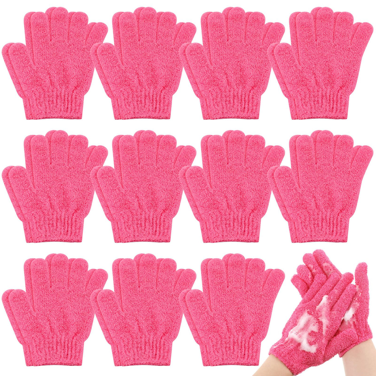 Ramede 30 Pair Exfoliating Gloves Double Sided Nylon Scrubbers, Black