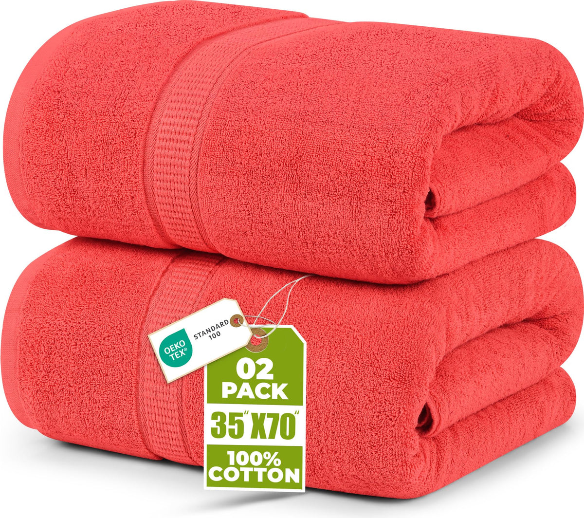 Utopia Towels Jumbo Bath Sheets, 2 Pack, 35x70 in, 600 GSM Cotton, Grey