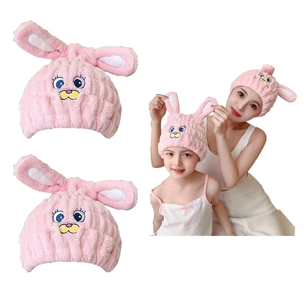 2-Pack Ultra Absorbent Boys Duck Hair Dry Wrap Towel, Cute Animal Quick Drying Cap for Kids, New Microfiber Hair Towel Wrap Dry Turban Soft Plopping Head Towels Shower Cap