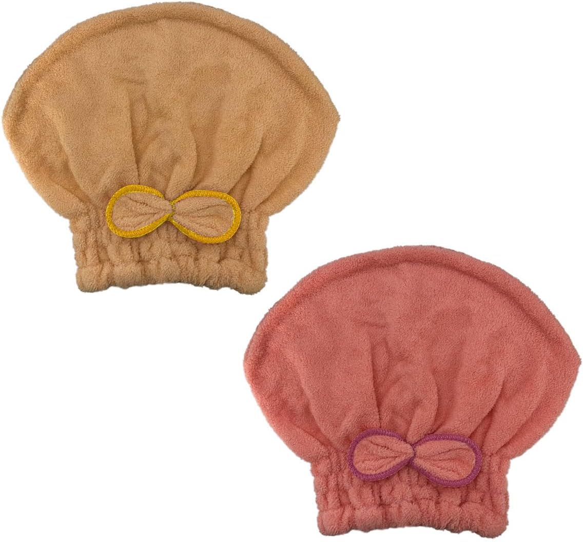 2Pack Microfiber Hair Towel Shower Cap for Women Hair Quick Absorbent Drying