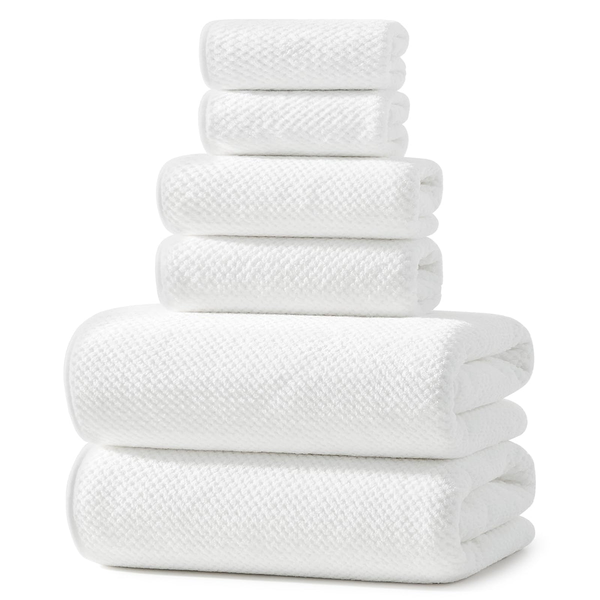 REDKISS 6-Piece Bath Towel Set - 2 Washcloths, 2 Hand Towels, 2 Bath Towels | Ultra-Fiber Coral Fleece, Super Absorbent, No Lint & No Fading | Perfect for Bathroom, Spa, Gym | Family & Adults-Camel