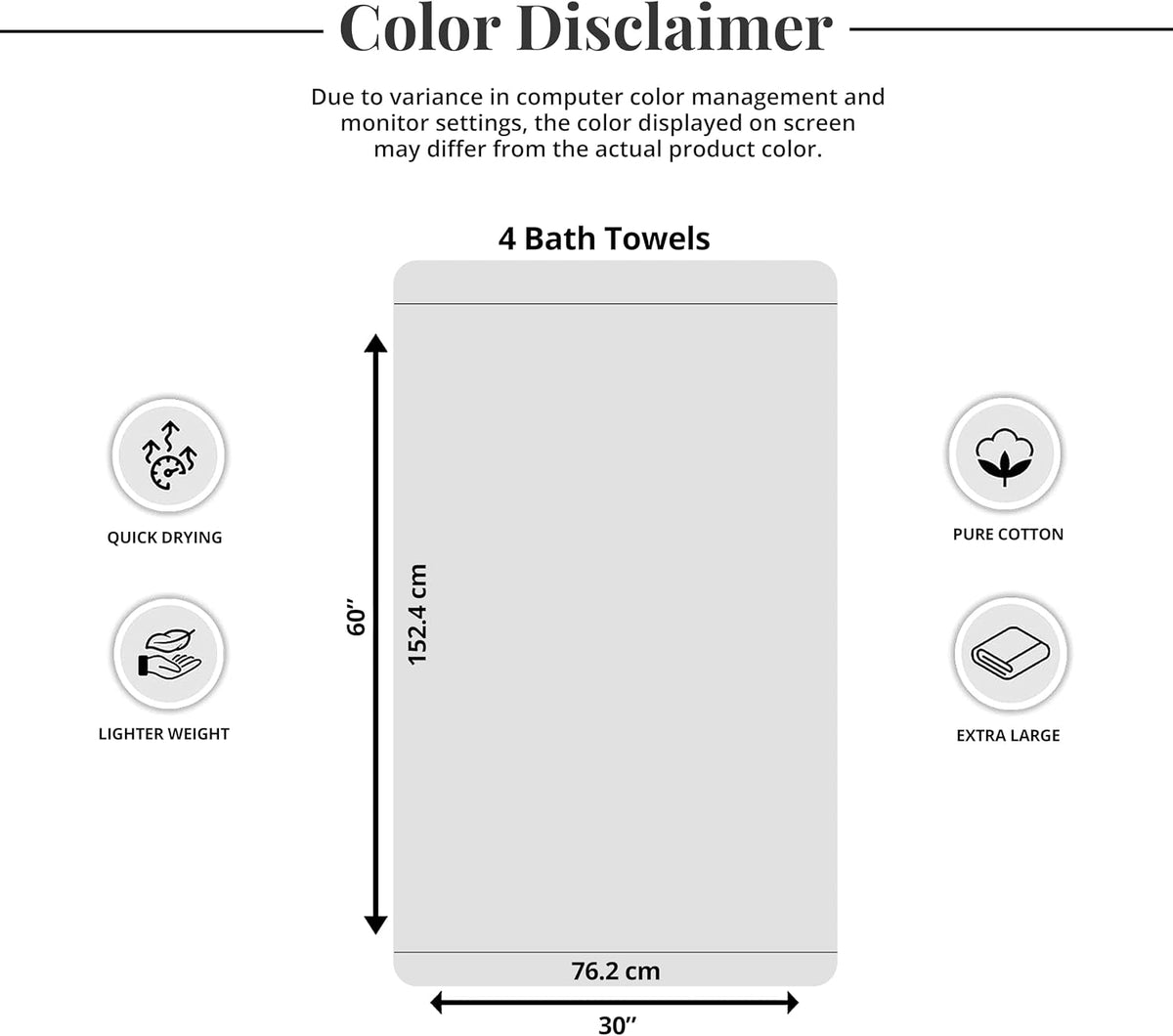 Tens Towels 4 Piece Extra Large Bath Towels 30 x 60 Inches, Navy