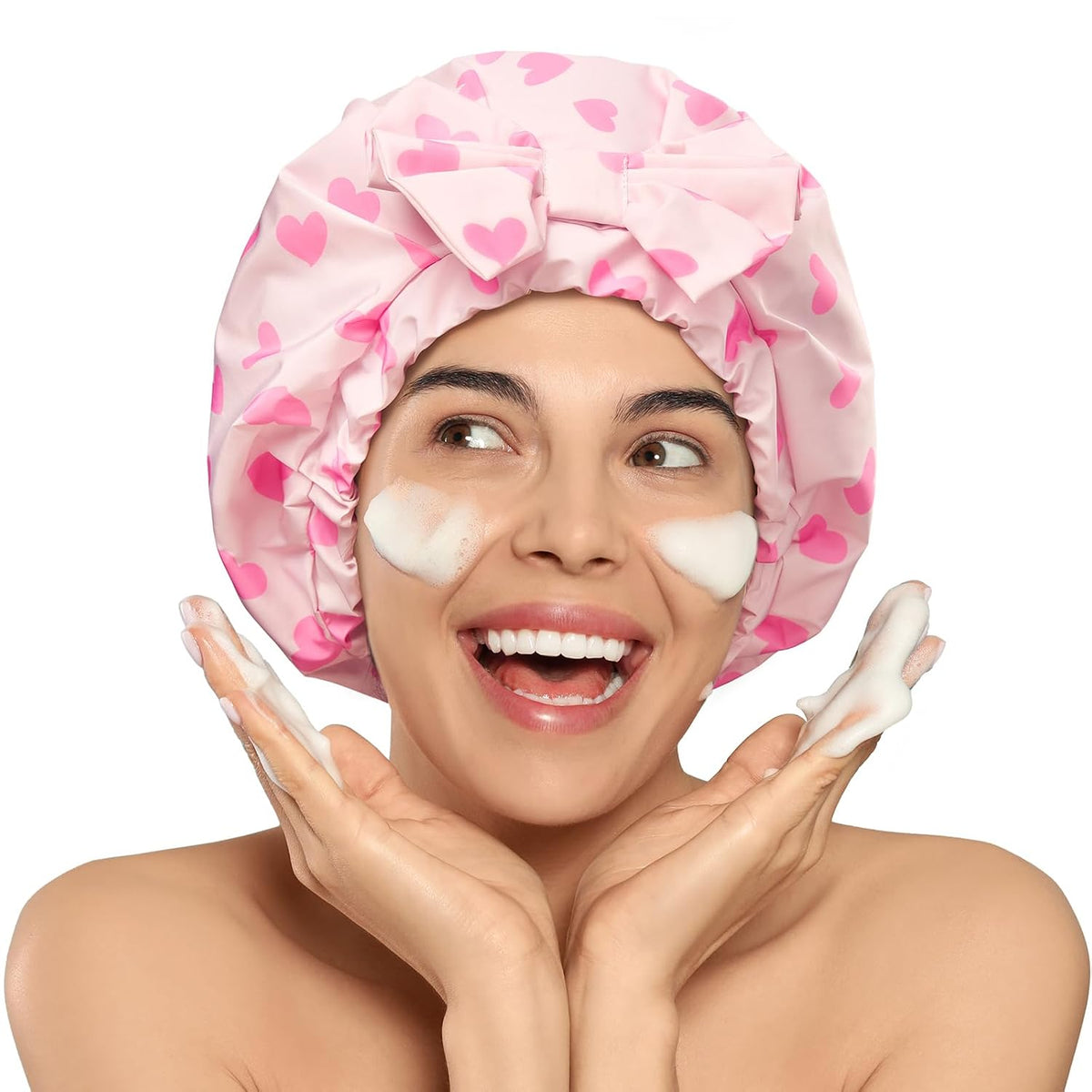 LitBear Luxury Silk Lined Shower Caps for Women Reusable Waterproof