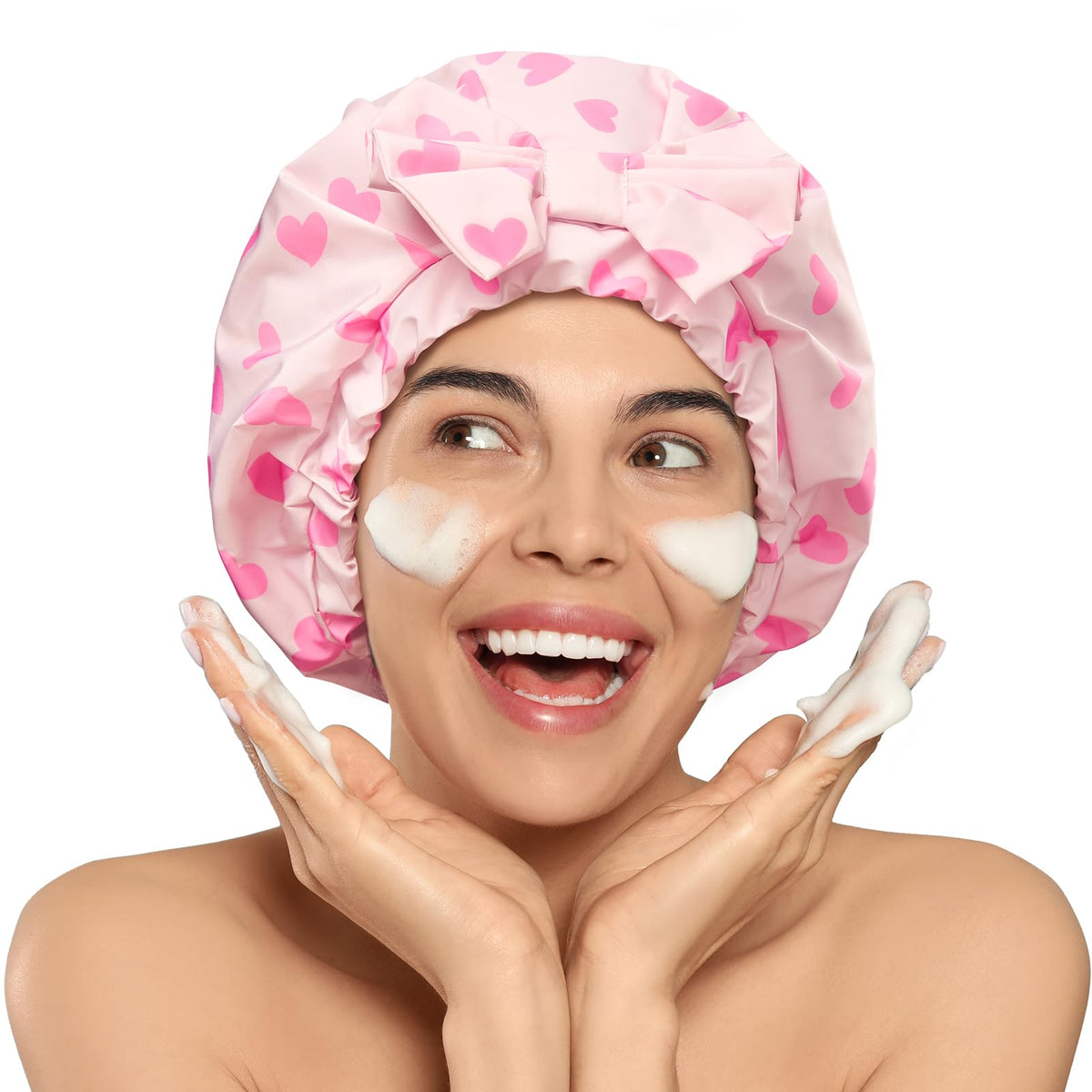 LitBear Luxury Silk Lined Shower Caps for Women Reusable Waterproof
