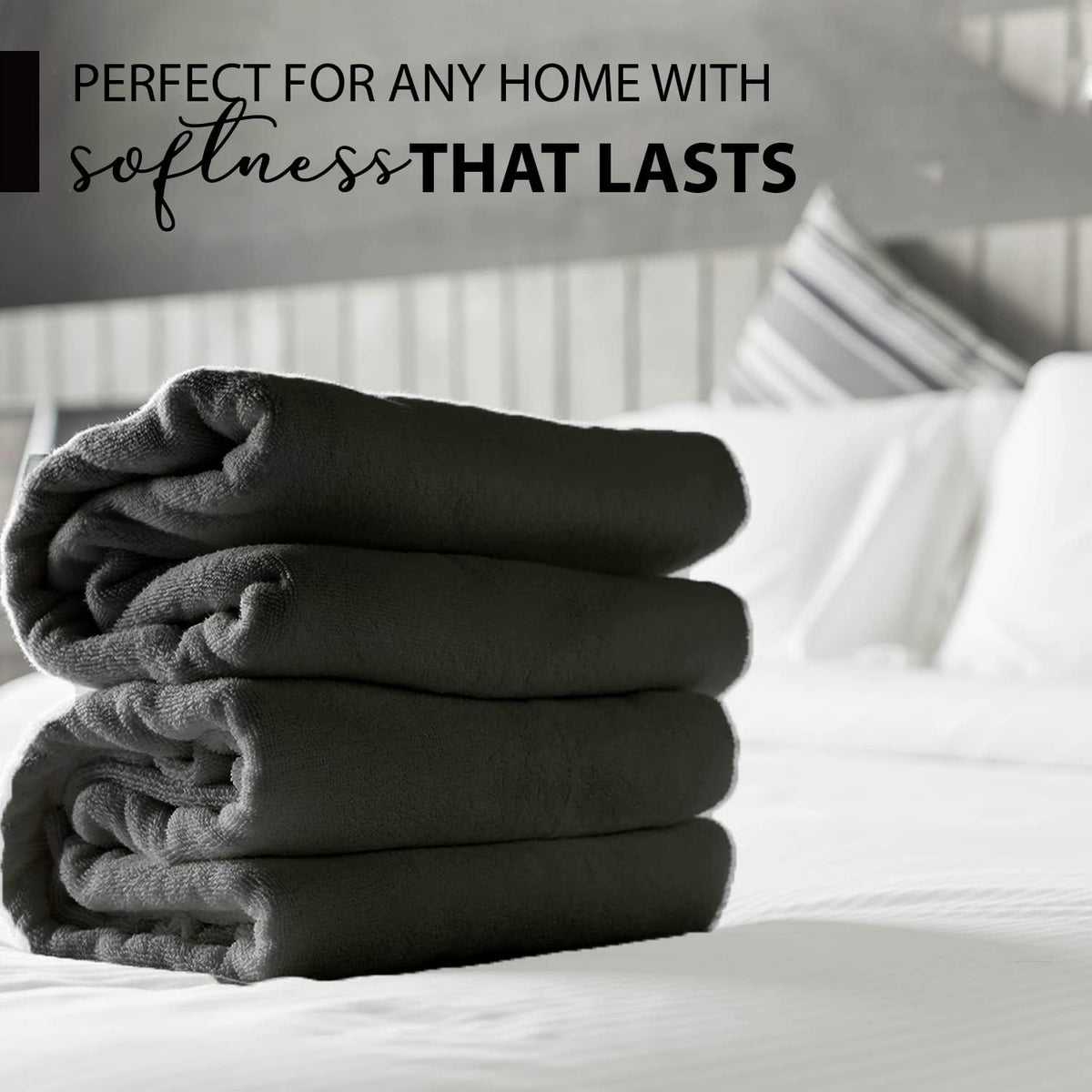 KAHAF COLLECTION 100% Cotton Bath Towels, 24x48 Pack of 6 Towels, Quick Dry, Highly Absorbent, Soft Feel Towel, Gym, Spa, Bathroom, Shower, Pool, Luxury Soft Towels (Grey, 24x48-6 Pack)