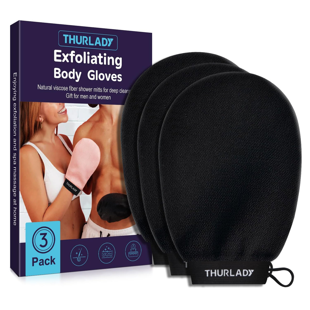 Exfoliating Glove, Korean Exfoliating Mitt, Body Scrub, 3ct