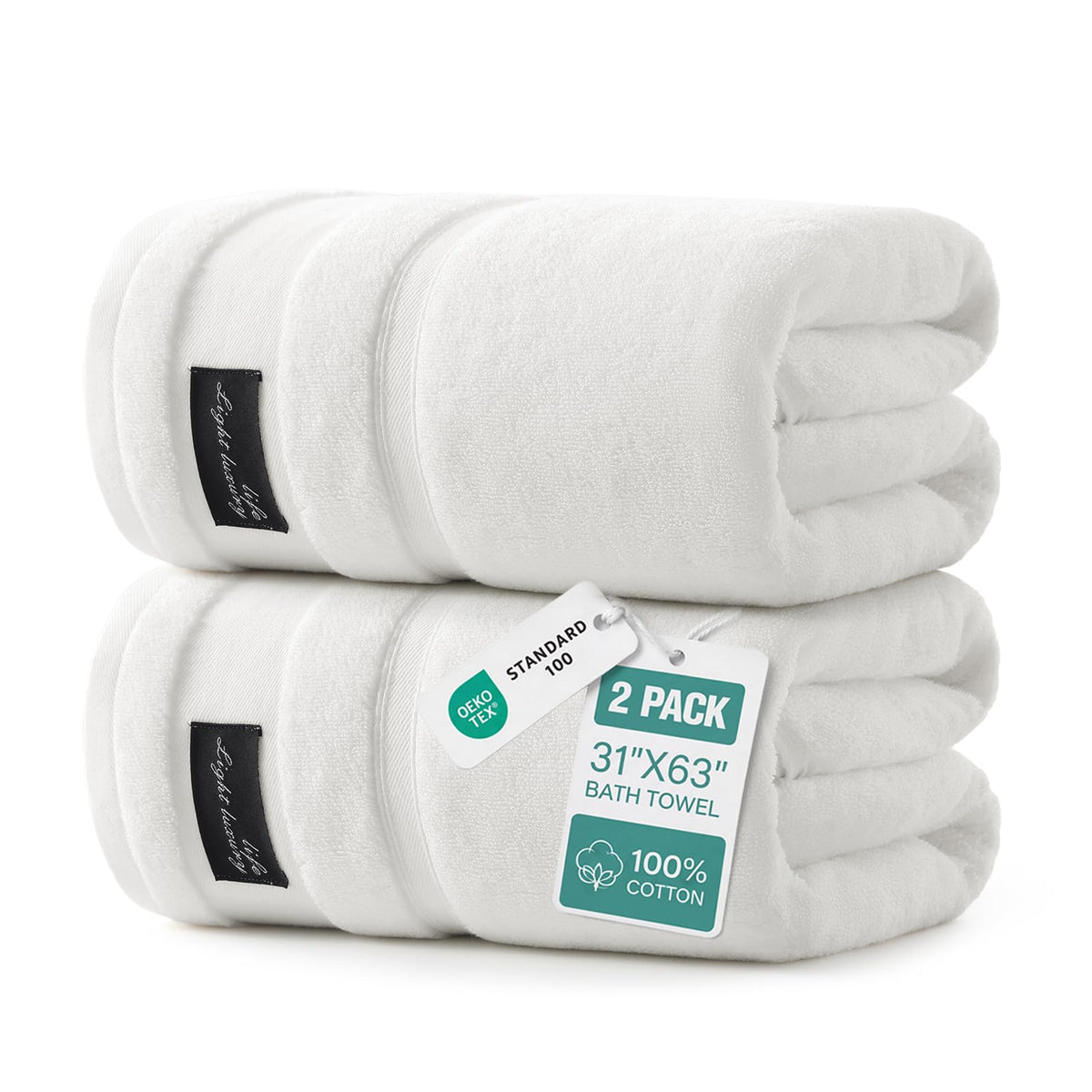 REDKISS 2 Pack Bath Towels Large 32x63 Inches, Heavyweight 760G - Dark Gray