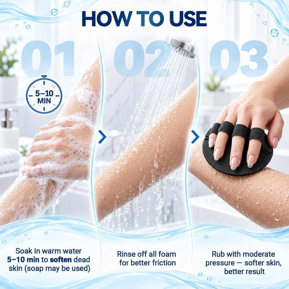 Painless Rubber Body Exfoliating Gloves，Dead Skin Remover, 2pcs
